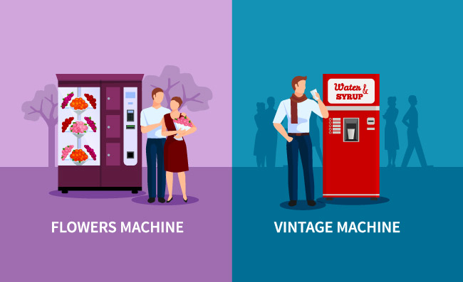 咖啡自动售货机自动贩卖机玩具零食矢量图