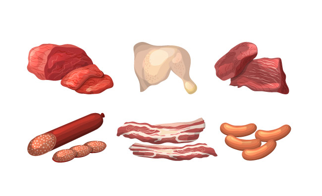 卡通风格食物肉牛肉羊肉其他牛排生火腿新鲜肉产品