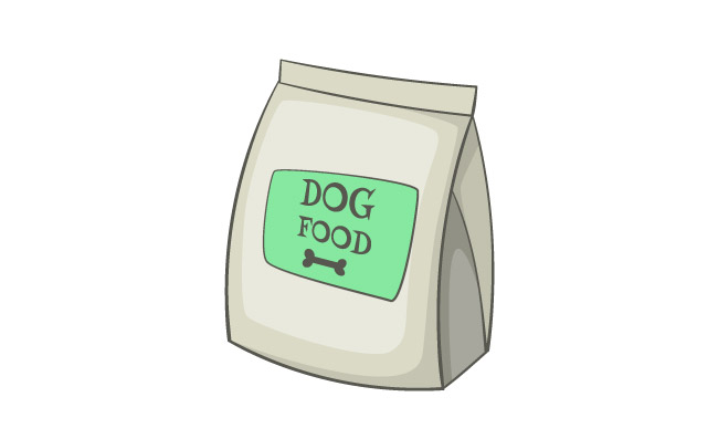 卡通风格手绘狗粮食物袋图标