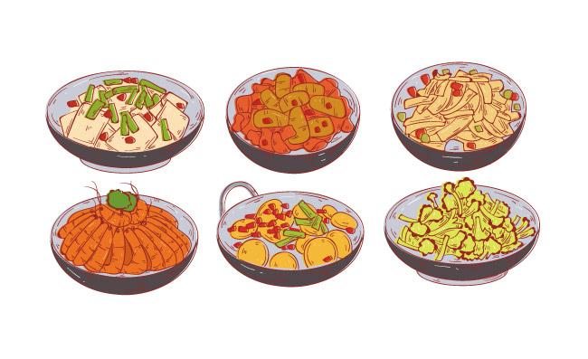 卡通手绘食物美食干锅