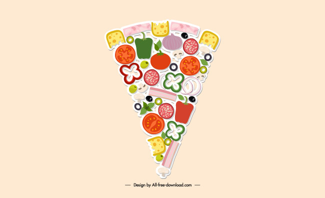 卡通蔬菜三角披萨矢量下载