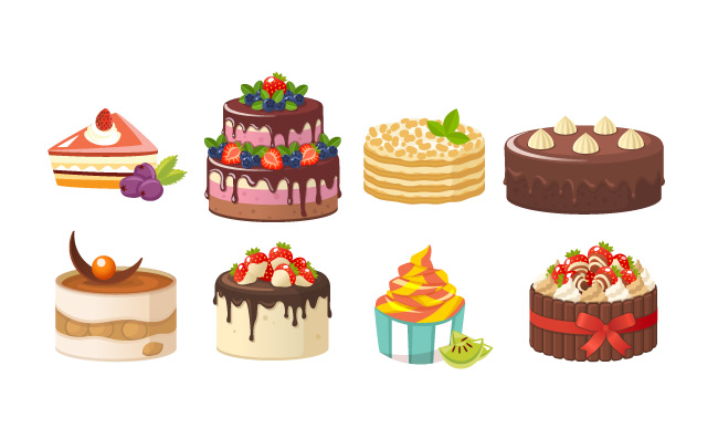美食甜点生日蛋糕元素矢量图片