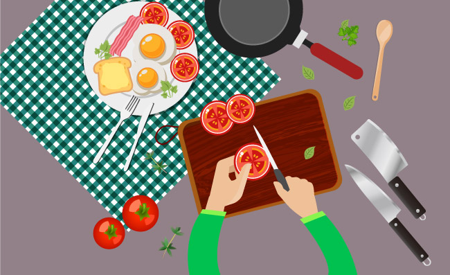切番茄厨房菜板烹饪食品装饰