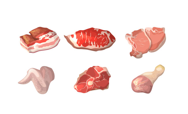肉牛肉羊肉其他卡通风格食物牛排生火腿新鲜肉产品