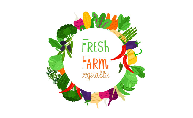 新鲜的农产品蔬菜有机食品农场天然蔬菜图矢量
