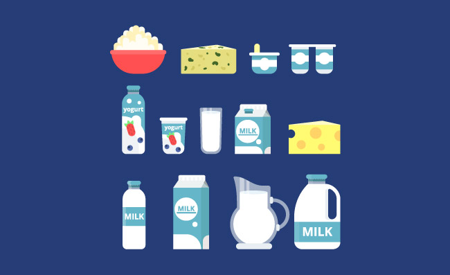 样式不同奶制品玻璃瓶orgamic食物纸杯奶制品的插图