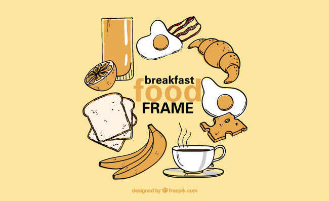 早餐食物框架矢量素材