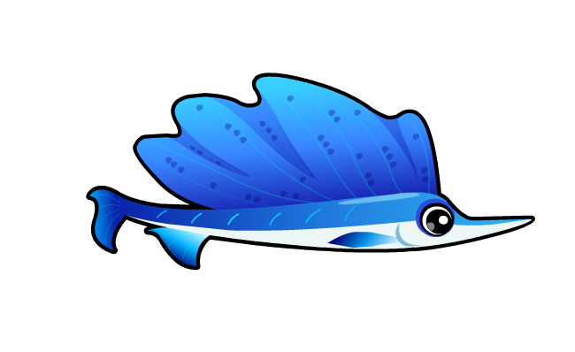 蓝色漂亮的海洋鱼类游动动画效果素材