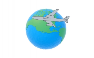 旅游主题的动画飞机围绕