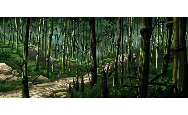 CG手绘动漫动画背景竹林深处场景素材