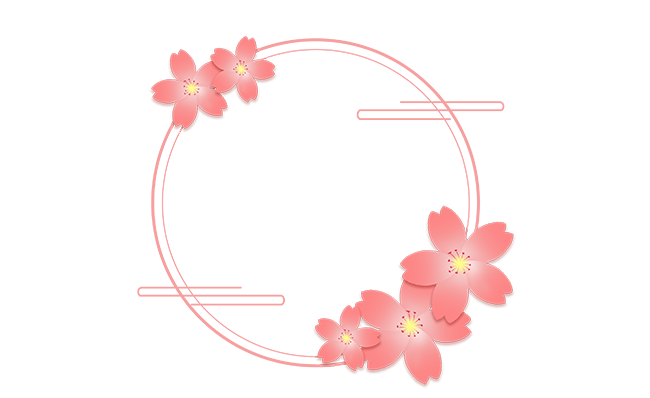 粉色鲜花装饰圆框