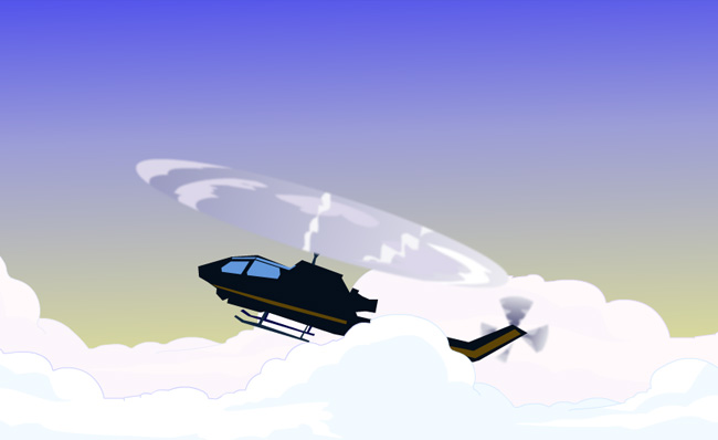 直升飞机在云层中飞行的动画短片模板