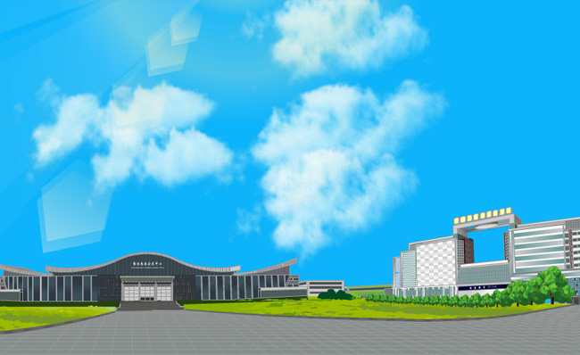 天空太阳会展中心建筑背景动画短片模板