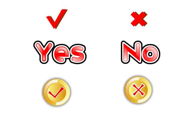 卡通动漫对错YES和NO勾叉符号素材