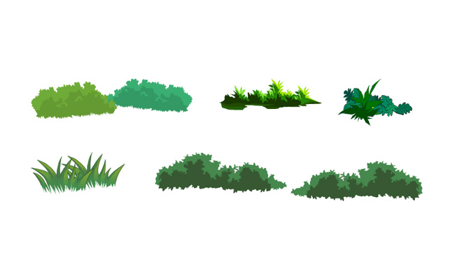六组草堆草丛植物绿化带素材