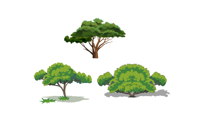 榕树植物绿化带植物动画道具素材