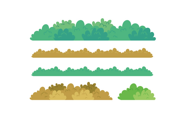 卡通草丛树丛元素