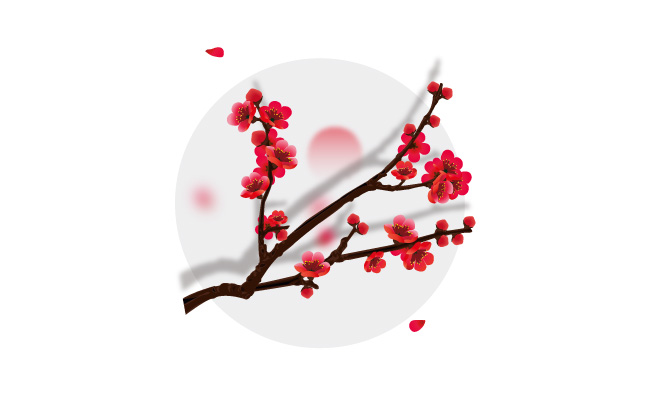 红色的梅花卡通植物梅花素材图片