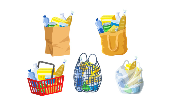 超市袋集合矢量购物袋素材