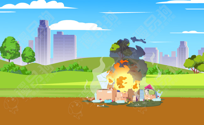 禁止户外焚烧垃圾纸壳箱动画宣传片背景