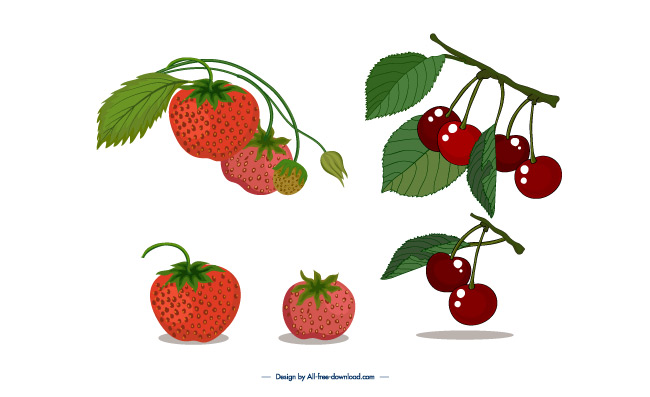 红色果实大樱桃草莓水果元素