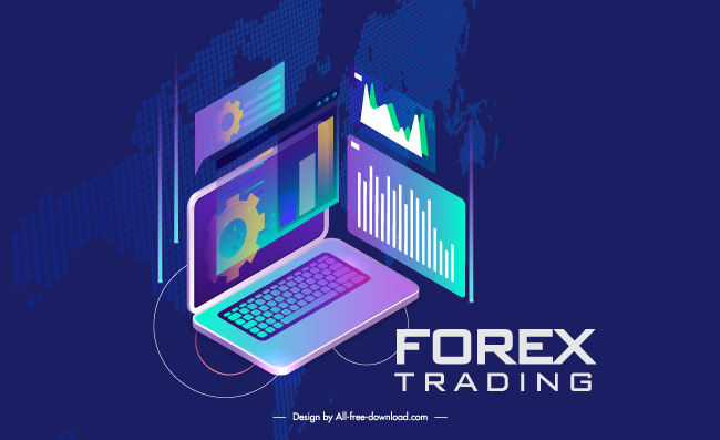 笔记本商业元素装饰外汇交易横幅集合数字