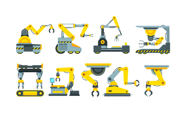 不同造型的机械工业手臂机械工业设备机器人技术产业插图