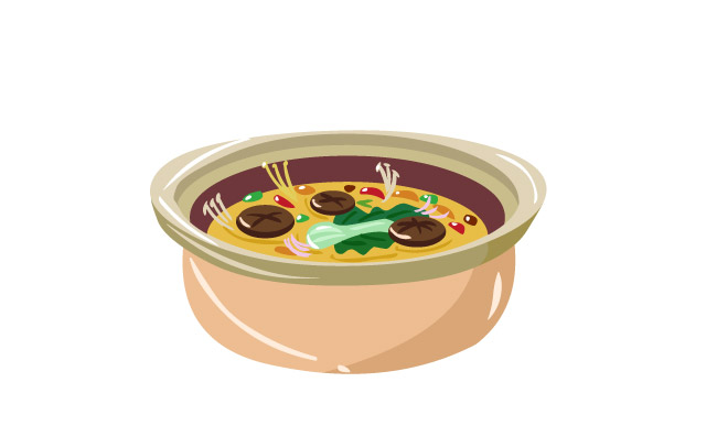 小清新美食菌菇砂锅鲜汤