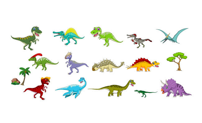 彩色卡通动物恐龙素材图片