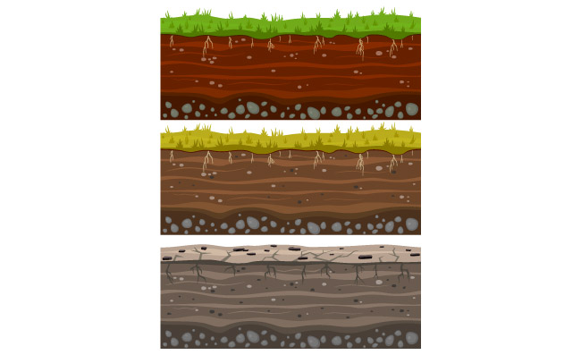 大地干燥过程土壤地面纹理剖面矢量分层表面透视图