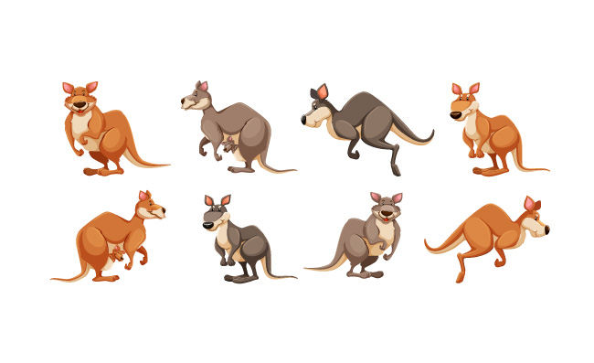 袋鼠动物卡通素材矢量图
