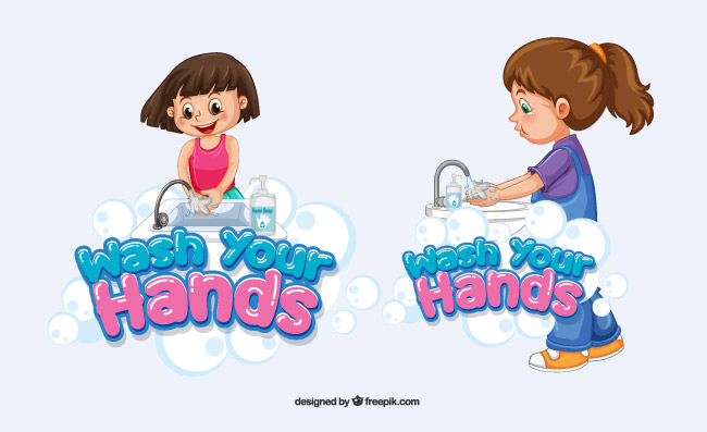 个人卫生手部清洁洗手液勤洗手阻断疫情传播矢量素材