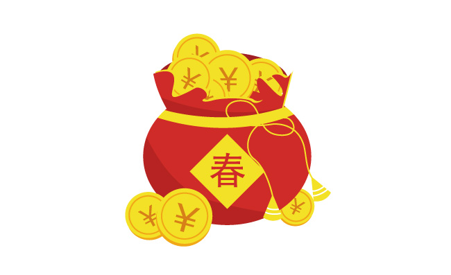 矢量中国福袋新年春节红包金币喜庆图