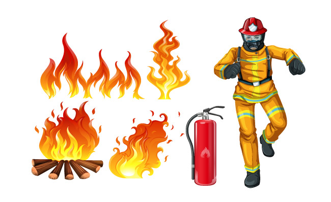 火把戴面罩的消防员元素