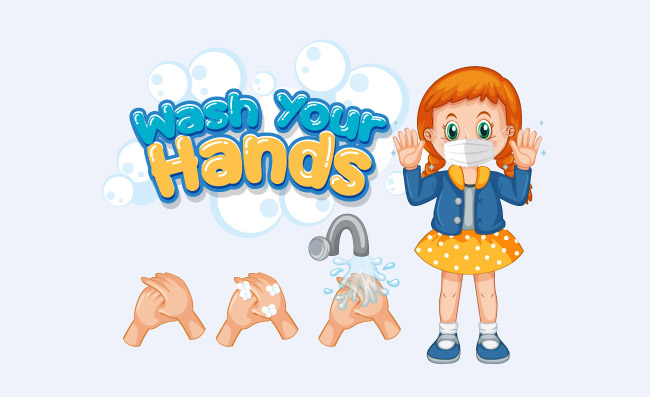 手部清洁个人卫生勤洗手阻断疫情传播矢量素材