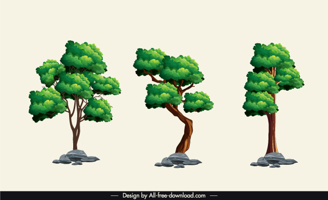 矢量树卡通植物素材