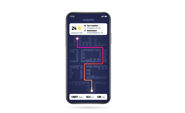 手机城市地图导航应用程序手机屏幕上的GPS导航应用程序
