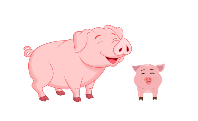 粉红色扁平风可爱小猪插画元素图片