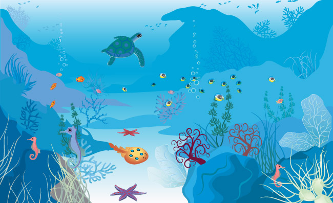 海底海龟素材图片