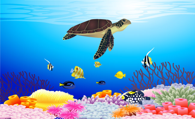 海底世界风景矢量图