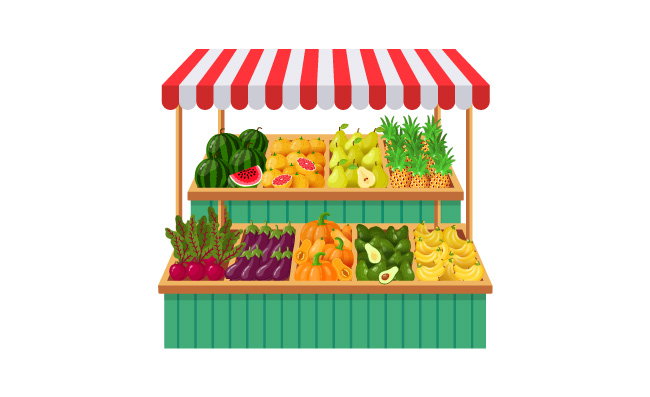 蔬菜水果在线订购矢量图
