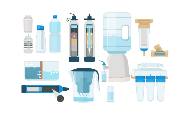 水过滤净化家用冷却器系统处理水污泥罐设施污水过滤矢量图