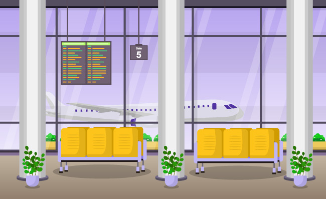 候机厅机场飞机航站楼门候机厅大厅内部平面插图