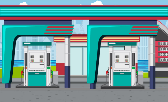 小型加油站城市插图