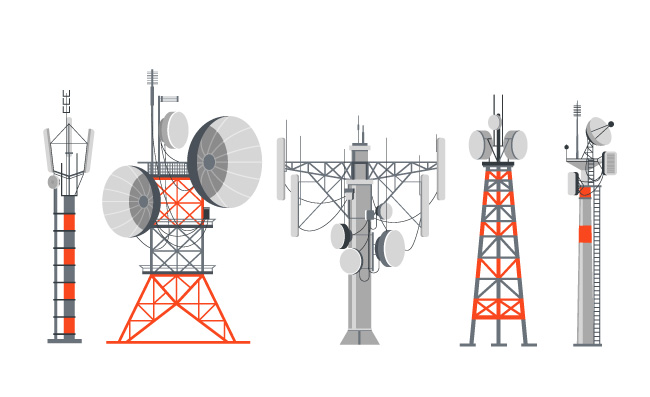 信号接收塔信号塔卡通矢量素材