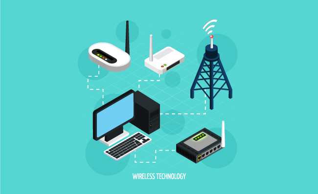 信号塔路由器电脑矢量