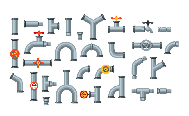 压力表油管金属管排水管道连接器工业用煤气管管道矢量图标