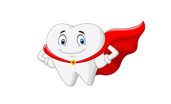 牙齿卫士超级英雄健康的牙齿卡通元素
