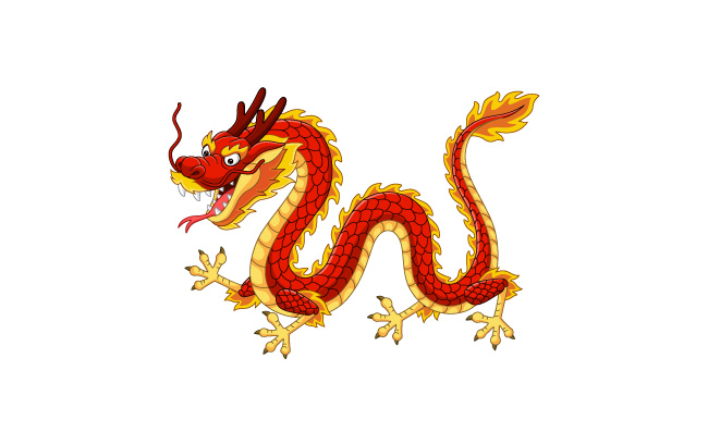 卡通红色中国龙飞图片
