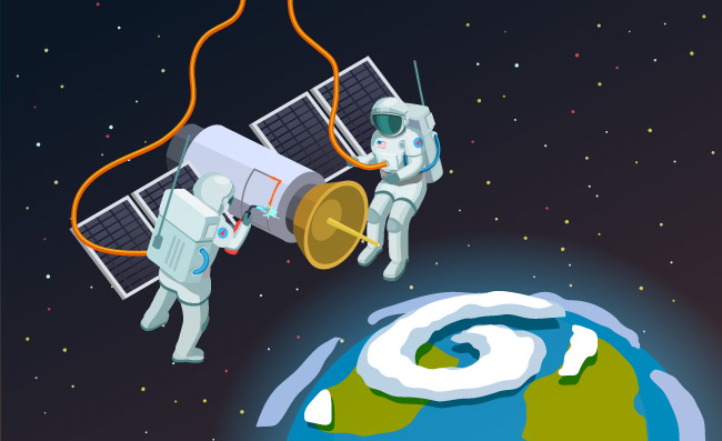 外层空间宇航员维修卫星插图